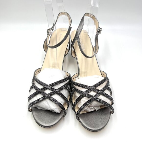 12W 12 WIDE WIDTH Touch Ups Amara Pewter‎ Silver Kitten Heel Dress Sandals Shoes - Picture 2 of 14
